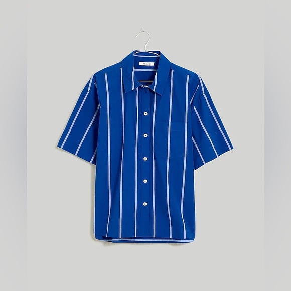 New Madewell Oversized Boxy Button Up Shirt in Signature Poplin Blue Small - Picture 6 of 15